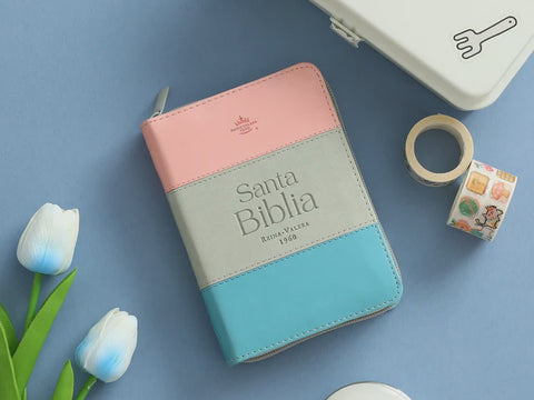 Biblia RVR60 025czti Tricolor Rosa/blanco/turquesa Tamaño Bolsillo
