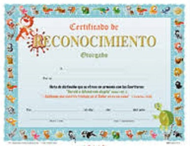 Certificado - Reconocimiento (Animalitos) (paq. 15)