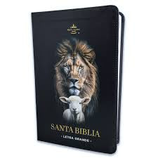 Biblia Letra Grande 12 puntos RV1960 imit piel negro cordero y león con índice