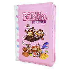Biblia para Niños Mi Gran Viaje RV1960 ROSA CON CIERRE E INDICE