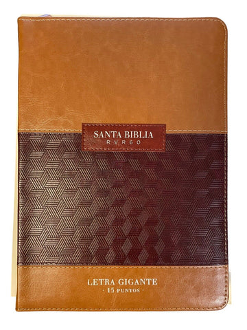 Biblia Letra Gigante 15 Puntos Con Índice y Cierre | Imitacion Piel Cafe