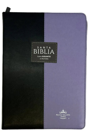 Biblia RVR60 Letra Gigante .15 Zipper con Indice - Triangular negro/lila