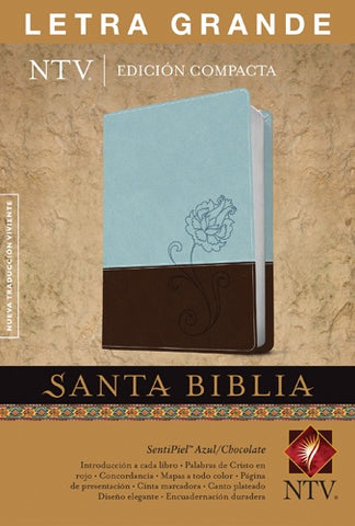 Biblia NTV compacta letra grande azul chocolate sentipiel