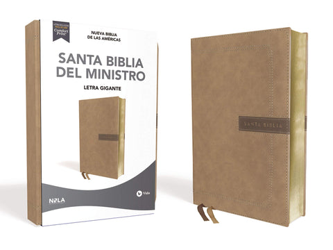 NBLA, Santa Biblia del Ministro, Leathersoft, Beige  Letra Gigante