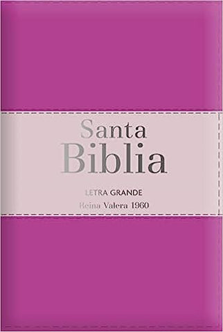Biblia RVR60 Letra Grande – Tamaño manual / Tricolor: fucsia/palo rosa/fucsia con índice y cierre