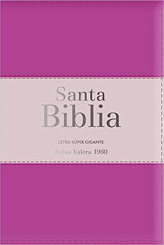 Biblia RVR60 Letra Súper Gigante/Tricolor: fucsia/palorosa/fucsia con índice y cierre