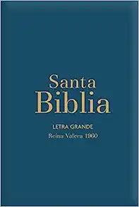 Biblia RVR60 Letra Grande/Tamaño manual - Azul acero con indice y cierre