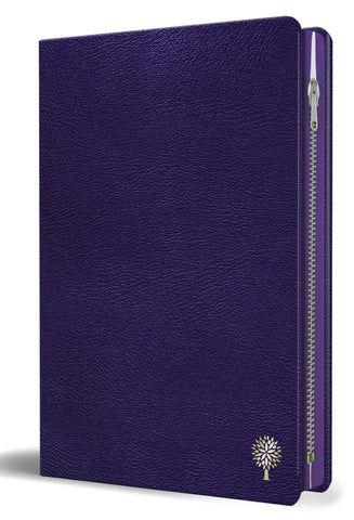 Biblia Reina Valera 1960 Tamaño grande, letra grande piel morado con Zipper