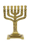 Candelabro Menorah dorado  insignia Menorah, Estrella de David y Pescado