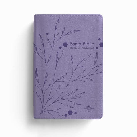 Biblia de Promesas Reina-Valera 1960 / Tamaño Manual / Letra Grande / Piel Especial con  Cierre / Ramas / Violeta