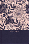RVR60 Santa Biblia, Letra Grande, Tamaño Compacto, Tapa Dura, Azul Floral, Edición Letra Roja con Índice