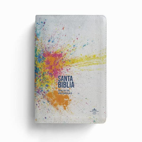 Biblia de Promesas RV1960 - Letra Grande/Piel /Índice con Cierre -Acuarela / Blanco