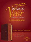 Biblia de estudio del diario vivir RVR60, letra grande (Letra Roja, SentiPiel, Café/Café claro, Índice)