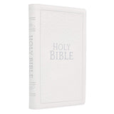 KJV Holy Bible, Thinline Large Print Bible, White Faux Leather Bible w/Thumb Index and Ribbon Marker, Red Letter Edition, King James Version