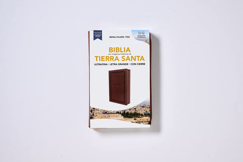 Biblia Reina-Valera 1960, Tierra Santa, Ultrafina letra grande, Leathersoft, Café, con cierre