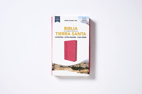 Biblia Reina-Valera 1960, Tierra Santa, Ultrafina, Letra grande, Leathersoft, Fucsia, Con cierre