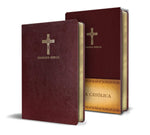 Biblia Católica en español. Símil piel vinotinto, tamaño compacto