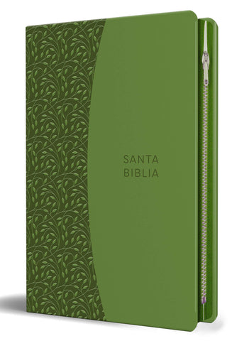 Biblia Reina Valera 1960 Tamaño grande, letra grande piel verde con Zipper