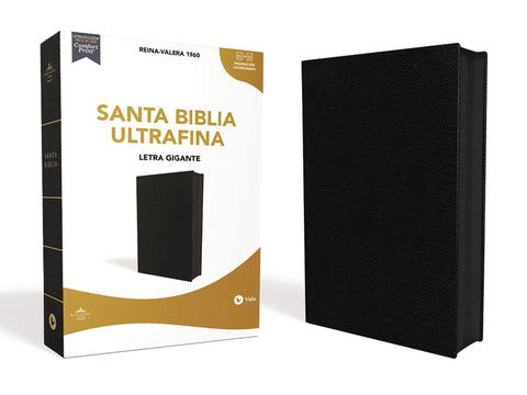 Reina Valera 1960 Santa Biblia Ultrafina, Letra Gigante, Piel Fabricada, Negro, con Cierre, Interior a dos colores