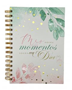 Libreta devocional: Mis momentos con Dios. Floral turquesa/rosa