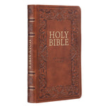 KJV Holy Bible, Standard Bible - Brown Faux Leather Bible w/Ribbon Marker and Thumb Index, Red Letter Edition, King James Version