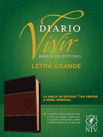 Biblia de estudio del diario vivir NTV, letra grande (SentiPiel, Café/Café claro, Letra Roja