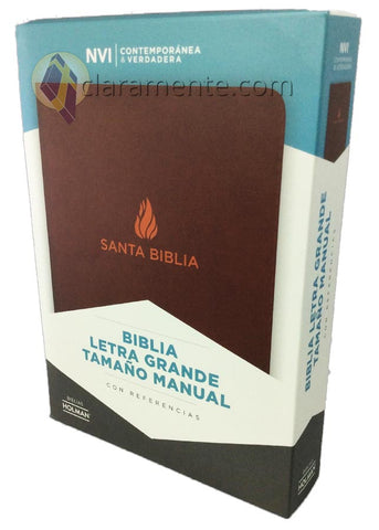 NVI Biblia Letra Grande Tamaño Manual marrón, piel fabricada con índice