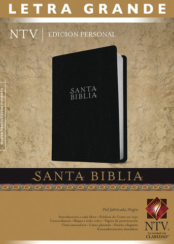 Santa Biblia NTV, Edición personal, letra grande (Letra Roja, Piel fabricada, Negro, Índice)
