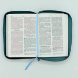 Biblia NVI letra grande - Tamaño mediano, zipper - azul