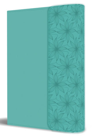 Biblia RVR 1960 letra grande tamaño manual, símil piel aquamarina con solapa e i mán