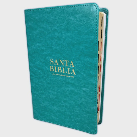 Biblia Letra Grande RV1960 imit. piel turquesa con índice