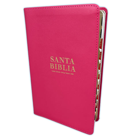 Biblia Letra Grande RV1960 imit. piel coral con índice