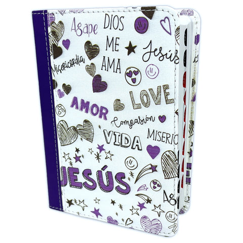 Biblia de Bolsillo RV1960, imit. piel lila y tela con índice