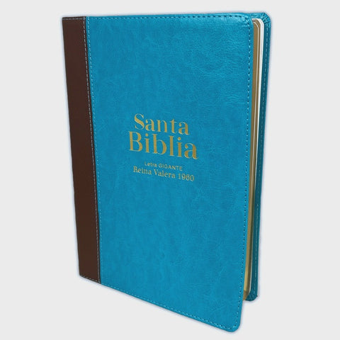 Biblia Letra Gigante RV1960, imit. piel duotono turquesa y café