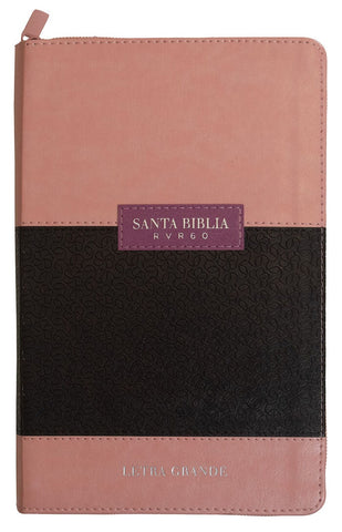 Biblia RVR60czti LG Classic Abba Rosa Café con cierre/índice