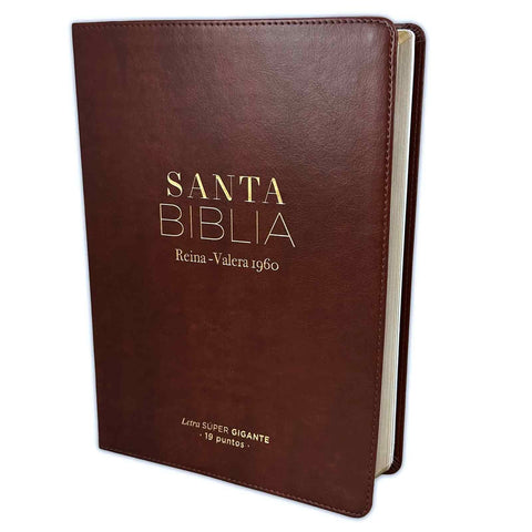 Biblia Letra Súper Gigante 19 puntos RV1960 imit piel café oscuro