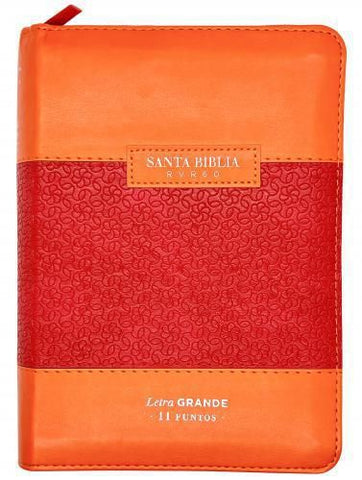 Biblia Reina Valera 1960 Letra Grande 11 Puntos con Cierre e Índice Coral/Anaranjada