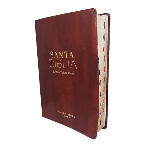 Biblia Letra Súper Gigante 19 puntos RV1960 imit piel café con índice
