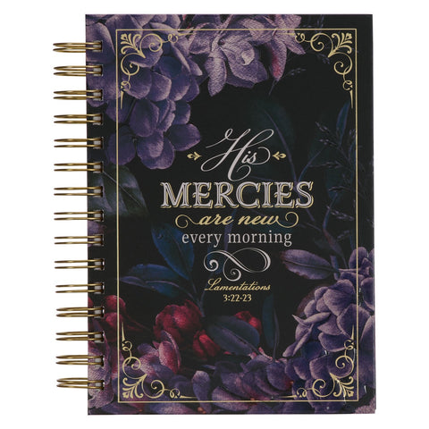 His Mercies are New Amethyst Purple Wirebound Journal - Lamentations 3:22-23