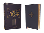 NBLA Biblia de Estudio Gracia y Verdad, Leathesoft, Azul Marino, Interior a dos colores