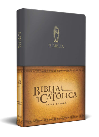 La Biblia Católica: Edición letra grande. Símil piel negra, con Virgen de Guadalupe en cubierta