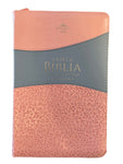 Biblia con Cierre Letra Grande 12 puntos RV1960 Bitono imit piel Rosa/azul con cierre/índice