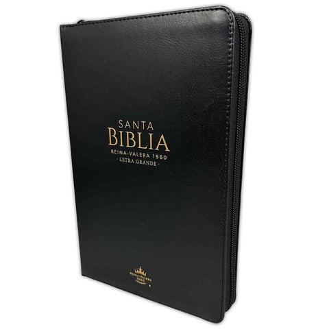 Biblia RV1960  con Cierre Letra Grande 12 puntos imitación piel negra con índice