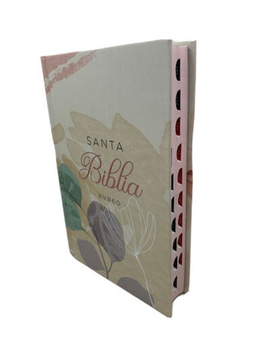 Biblia Reina Valera 1960 tamaño manual Letra Grande 12 puntos. Versículos seguidos. Tela sobre tapa dura. Diseño Flores multibrisa con índice