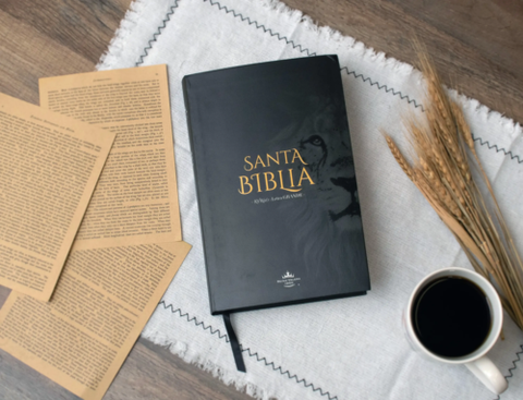 Biblia Reina Valera 1960 tamaño manual letra grande 12 puntos cubierta flex. Diseño León