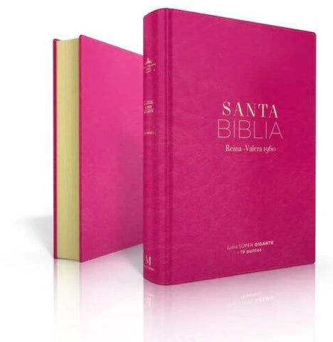 Biblia Reina Valera 1960, Letra Súper Gigante 19 puntos. Imitación Piel rosa oscuro. Colección Clásica.