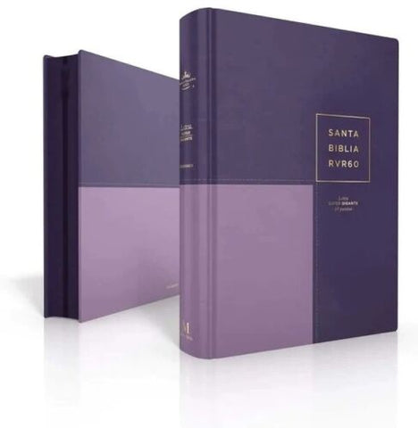 BIBLIA RVR 1960 Letra Súper Gigante 19 puntos. Imitación Piel lila/lila. Con cierre y con índice. Colección Angular.