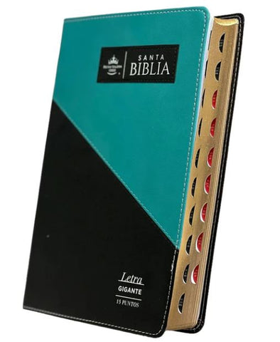 Biblia RVR60 Letra Gigante .15 con Indice - Triangular negro/turquesa